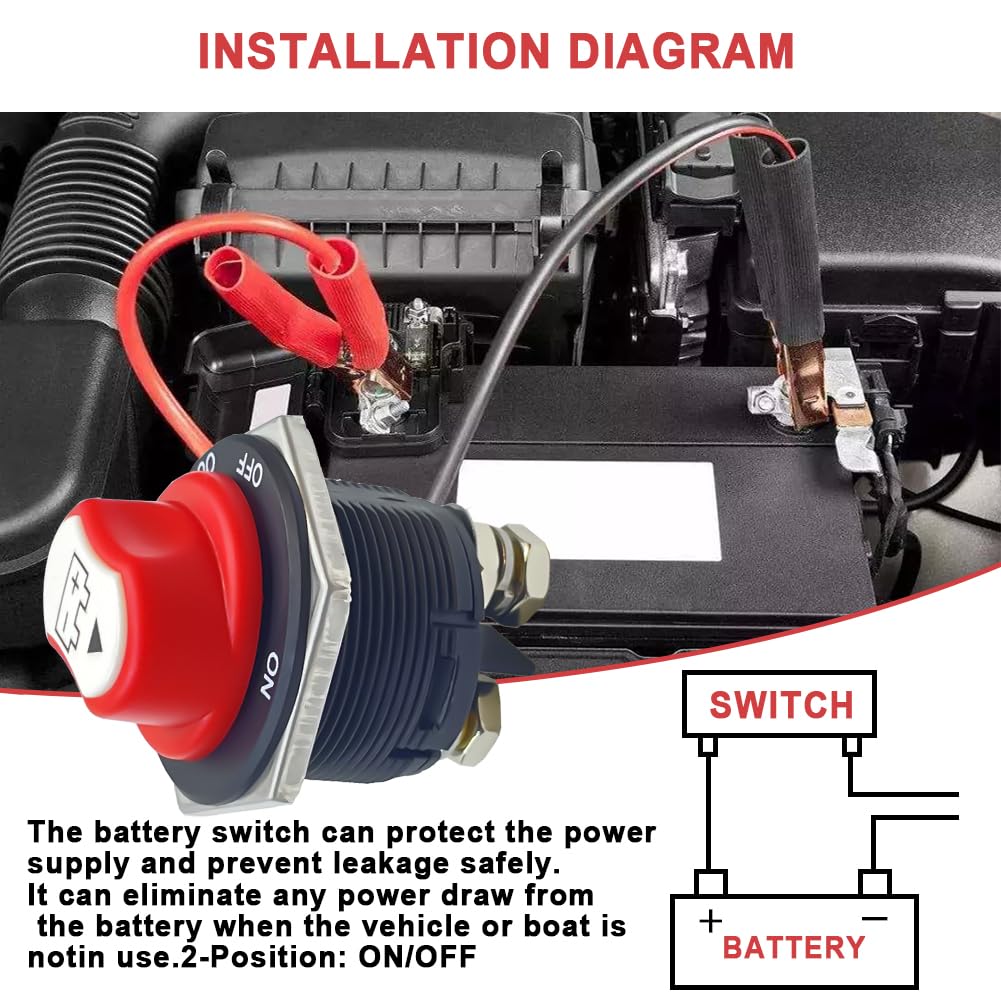 200A Battery Disconnect Isolator Switch 12-32V Cut Off Master for Car RV Boat