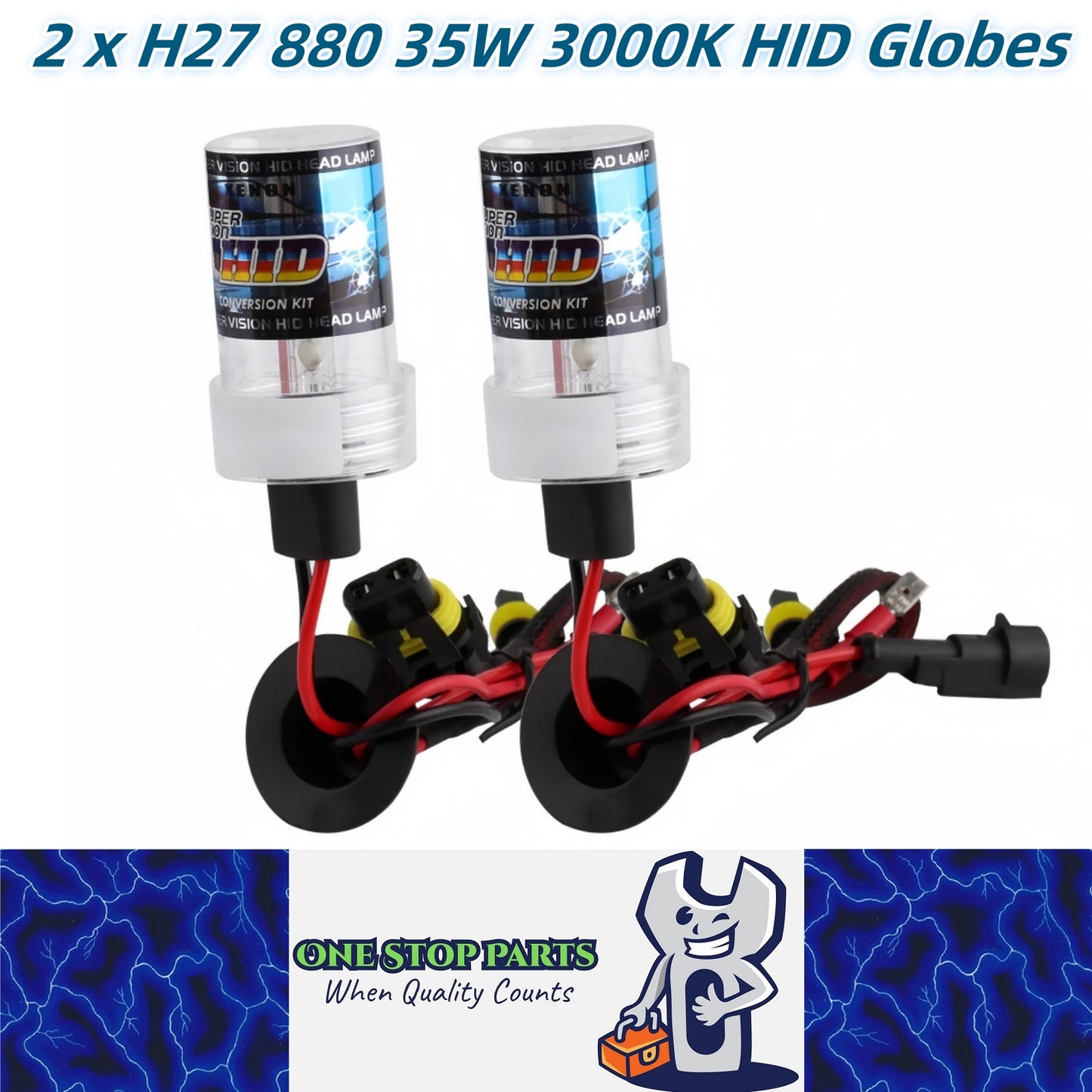 2 x H27 880 35W HID XENON Globes 3000K Super Bright Quality HID Bulbs 35W (2pcs)