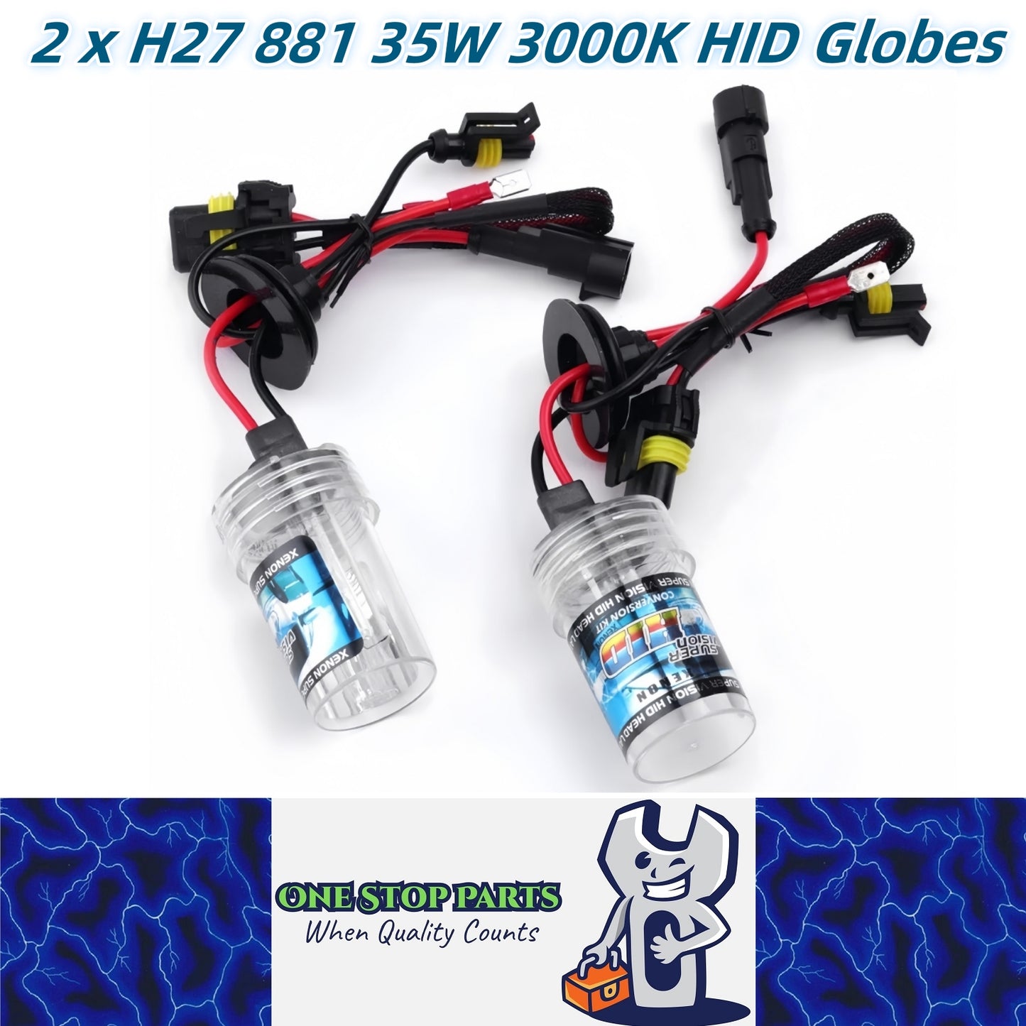 2 x H27 881 35W HID XENON Globes 3000K Super Bright Quality HID Bulbs 35W (2pcs)