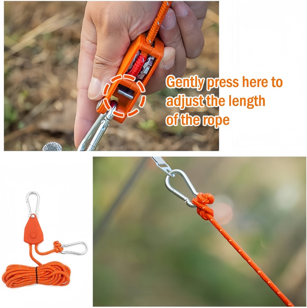 6 Orange Reflective Camping Tent Rope Tie down Fastener Tensioner Ratchet Hanger