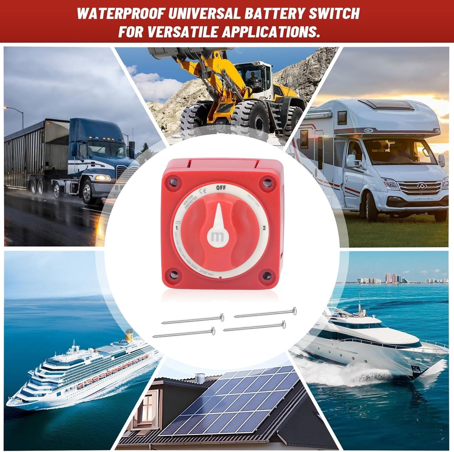300A Battery Disconnect Switch 3 Position 1/2/Off 12-32V Car Boat Marine Switch