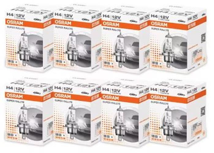 8 x Osram 12v H4 90/100w Super Rallye Hi/Low P43t HB2 9003 Globes 62204 (8pcs)