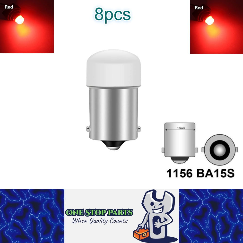 8 x Red BA15S 1156 12V 9SMD 600LM LED Condensing Lens Red (8pcs)