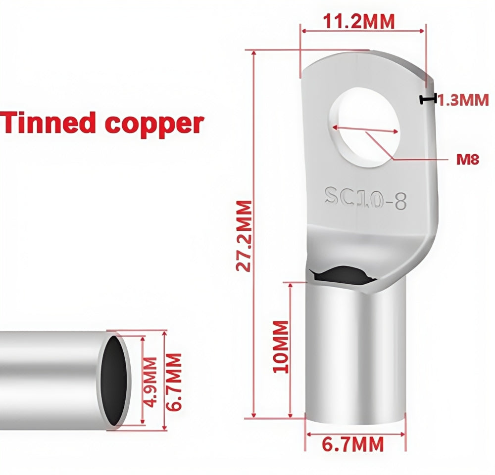 1 x 50amp Anderson Style Plugs With 1.2 Meters 8AWG Cable with Eye Terminals