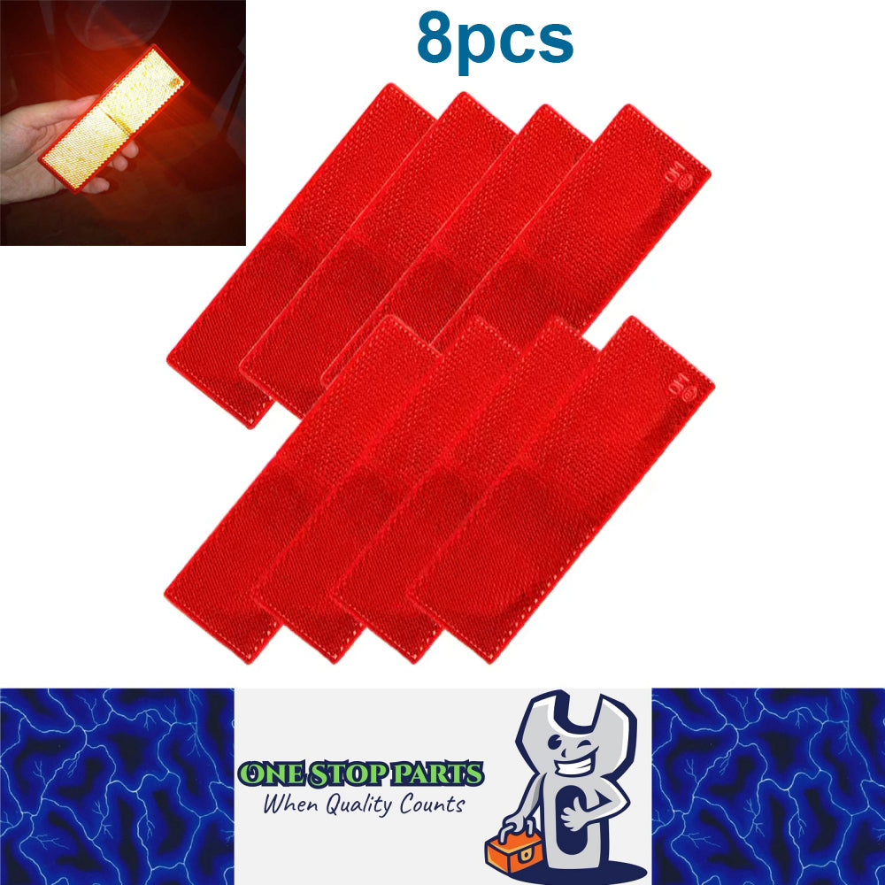 8 X Red Reflectors Adhesive Backing Stick on Red Reflectors 150x50mm 8pcs