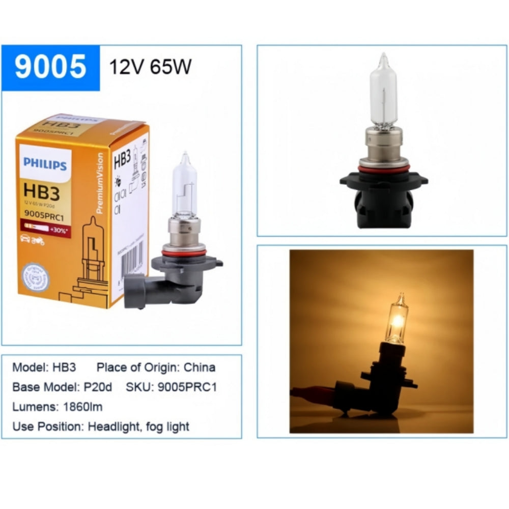 2 x PHILIPS 9005 HB3 12V 65W Super Bright Halogen Globe 3200k Original Headlight