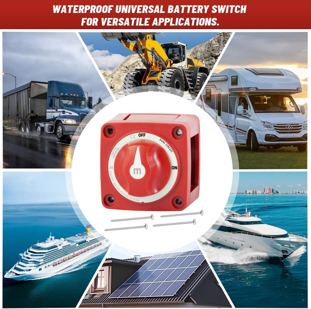 300A Dual Circuit Battery Disconnect Switch 2 Position On/Off Car Boat Marine