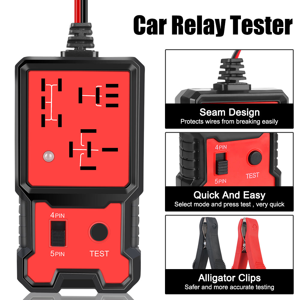 12v 4 and 5 Pin Relay Tester with LED Indicator to Confirm Good or Bad Relay Red