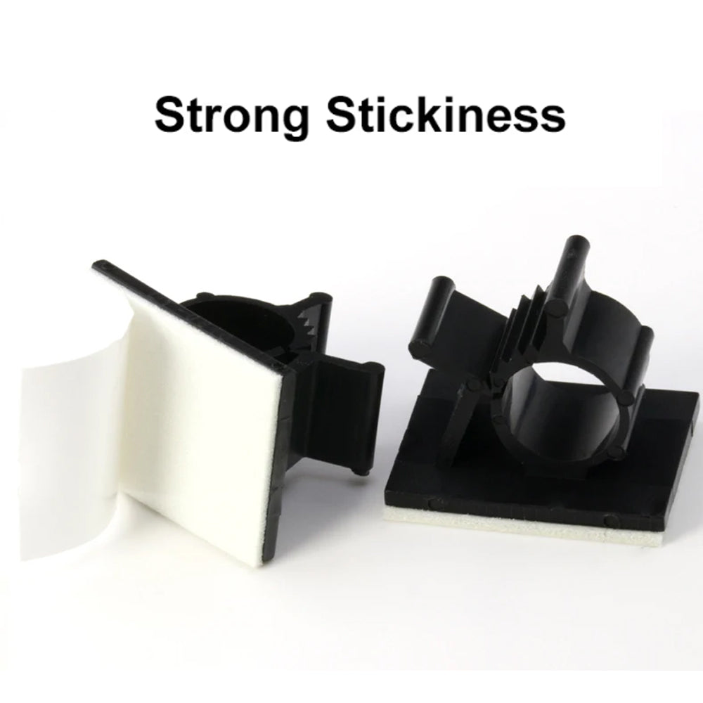 10 x Adjustable Cable Clips ID9.8-13.3mm Self-Adhesive Cord Holders Wire Clamps