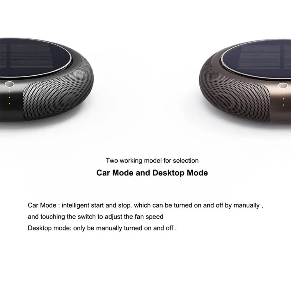 Car Air Purifier HEPA Filter Solar Panel Powered with 3pcs Extra HEPA Filters
