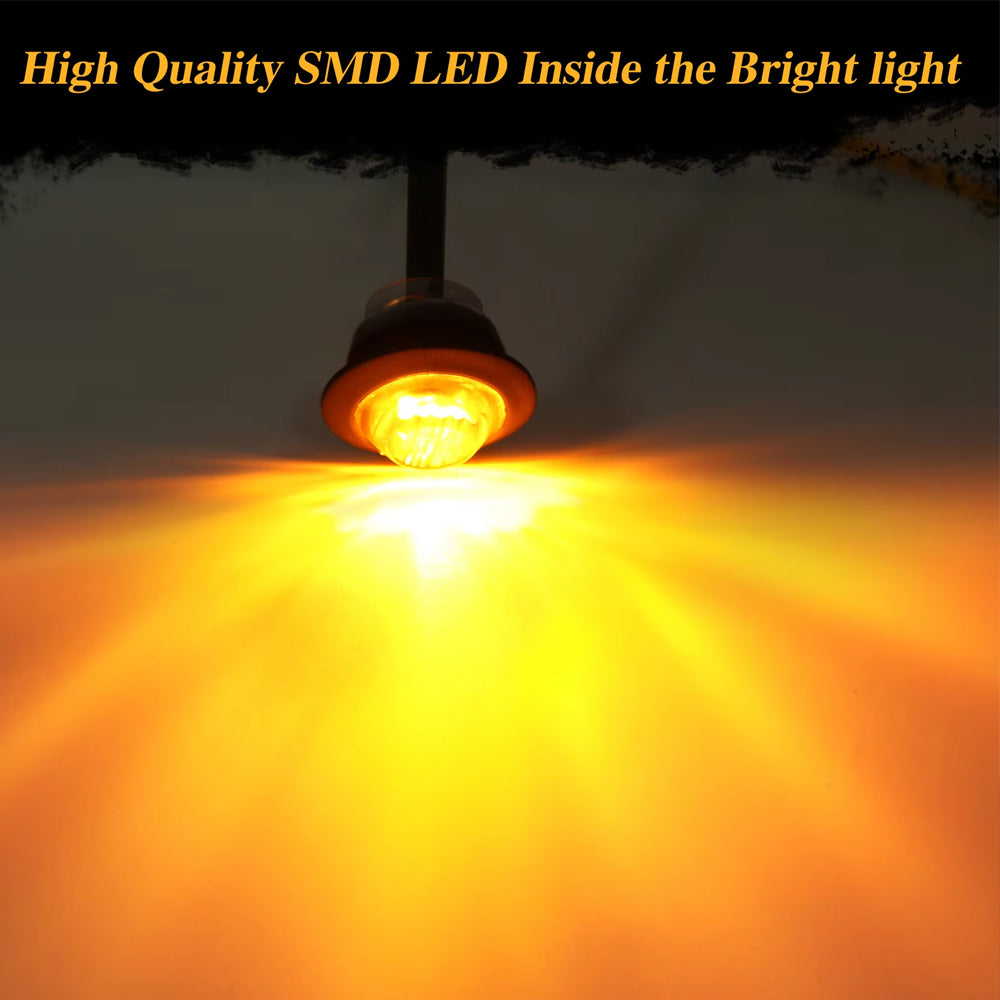 50 x Amber Round LED Side Marker Lamps 1.91CM 3LED 12V LED Side Marker Lamps