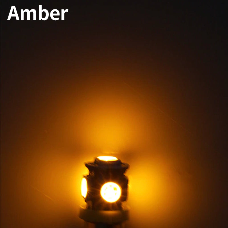 10 x BA9S AMBER 12V 5SMD 360 DEGREE LIGHT 88LM IDEAL FOR PARKERS OR DASH 10pcs