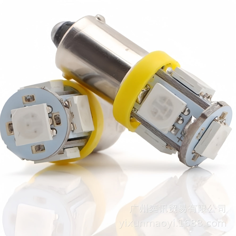 10 x BA9S AMBER 12V 5SMD 360 DEGREE LIGHT 88LM IDEAL FOR PARKERS OR DASH 10pcs