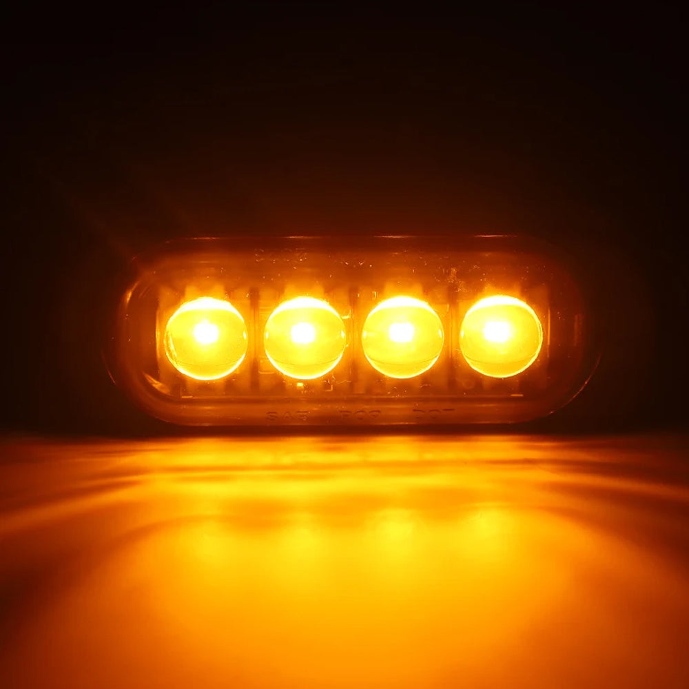 2 x Amber LED Side Marker Lamps 4LED 12V-24V Multivolt LED Side Marker Lamps
