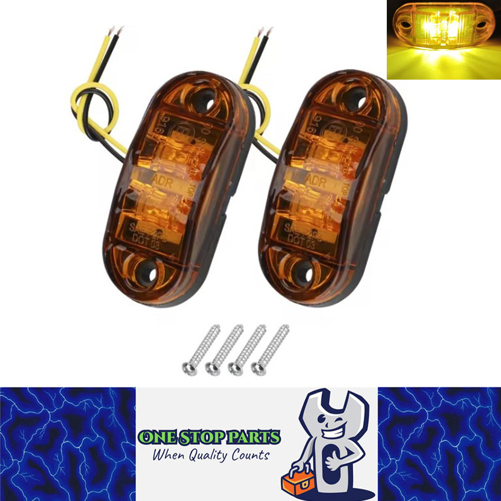 2 x Amber Side Marker Lamps ADR Compliant E Mark 12v/24v Multivolt (2pcs)