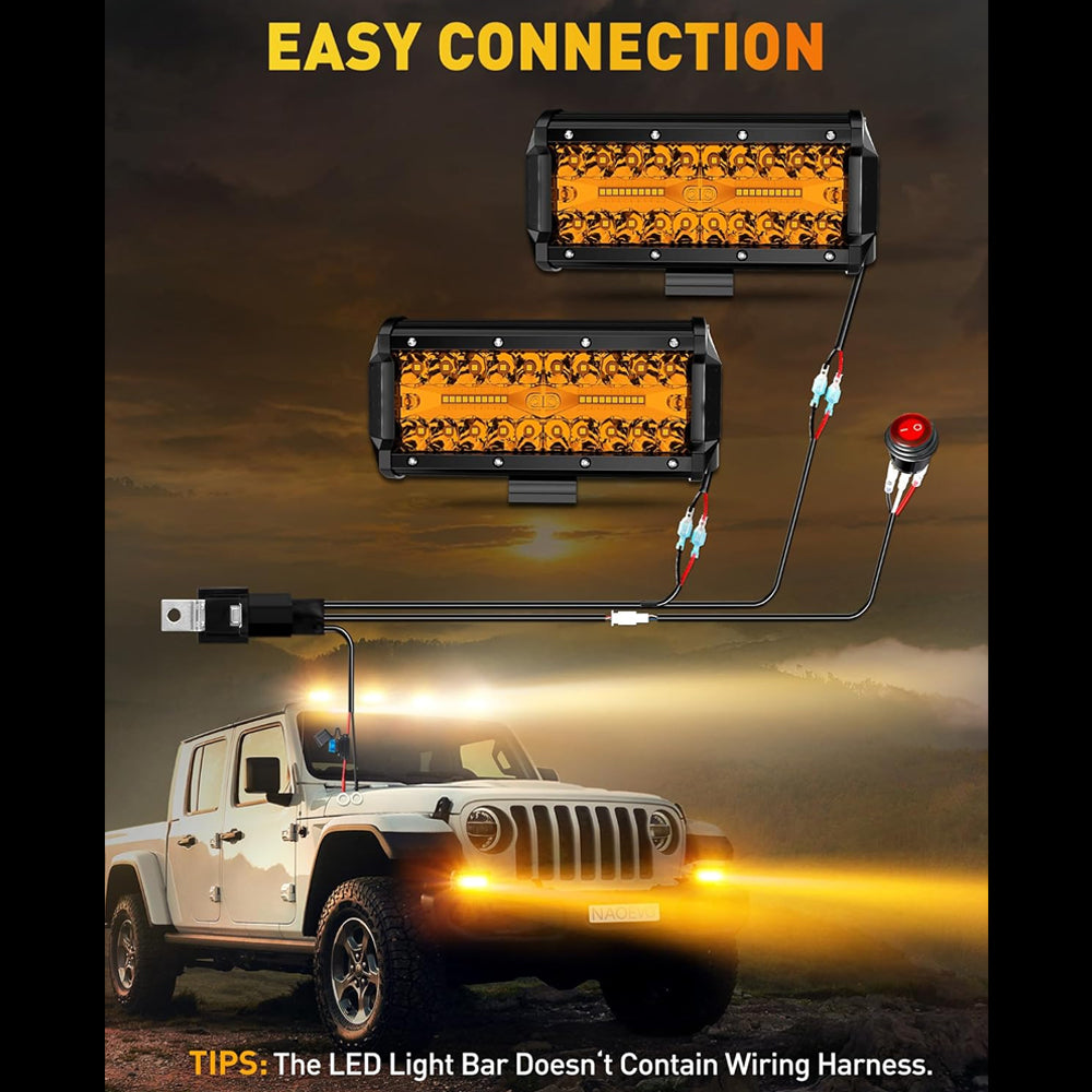 2 x Amber LED Light Bar 120W 178x80mm Flood Spot beam Combo LED Work Light Bar
