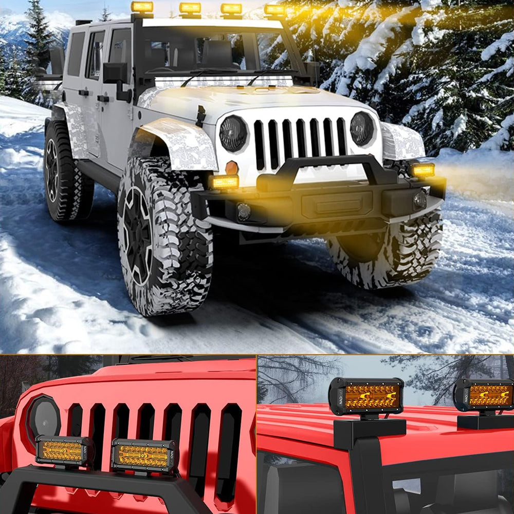2 x Amber LED Light Bar 120W 178x80mm Flood Spot beam Combo LED Work Light Bar