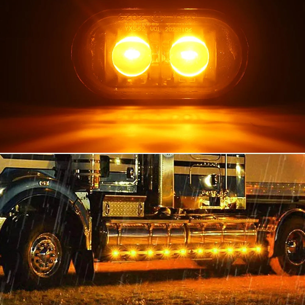 2 x Amber LED Side Marker Lamps 2LED 12V-24V Multivolt LED Side Marker Lamps