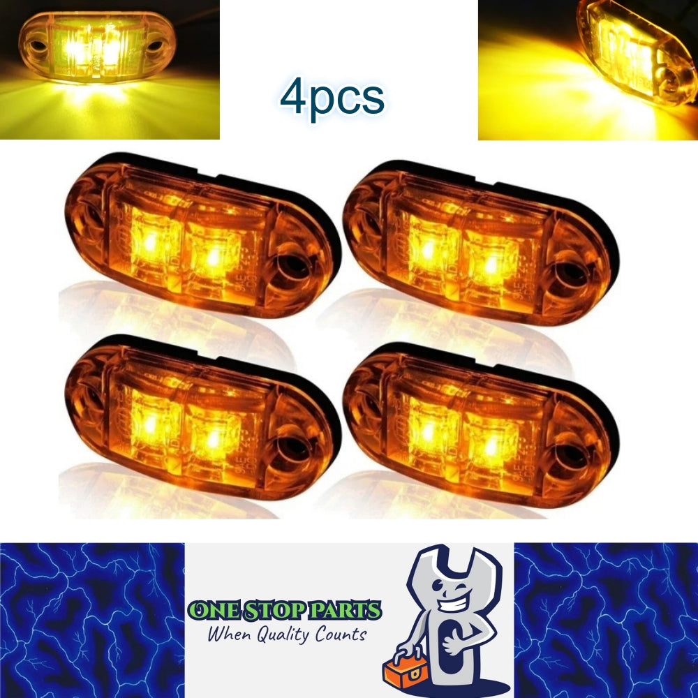 4 x Amber Side Marker Lamps ADR Compliant E Mark 12v/24v Multivolt (4pcs)