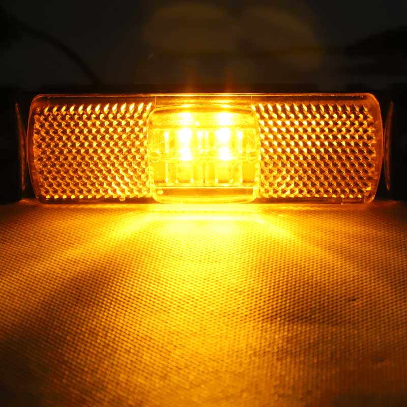 4 x Screw on Amber / Yellow Reflector with 12V/24V 4 LEDs Side Marker Lights