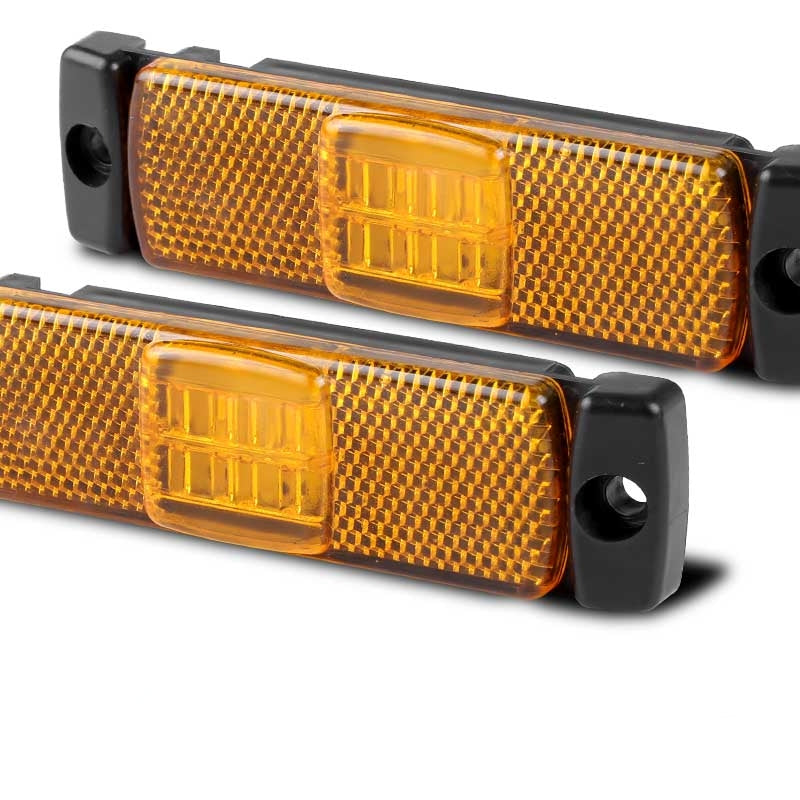 4 x Screw on Amber / Yellow Reflector with 12V/24V 4 LEDs Side Marker Lights