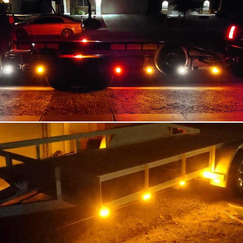 4 x Screw on Amber / Yellow Reflector with 12V/24V 4 LEDs Side Marker Lights