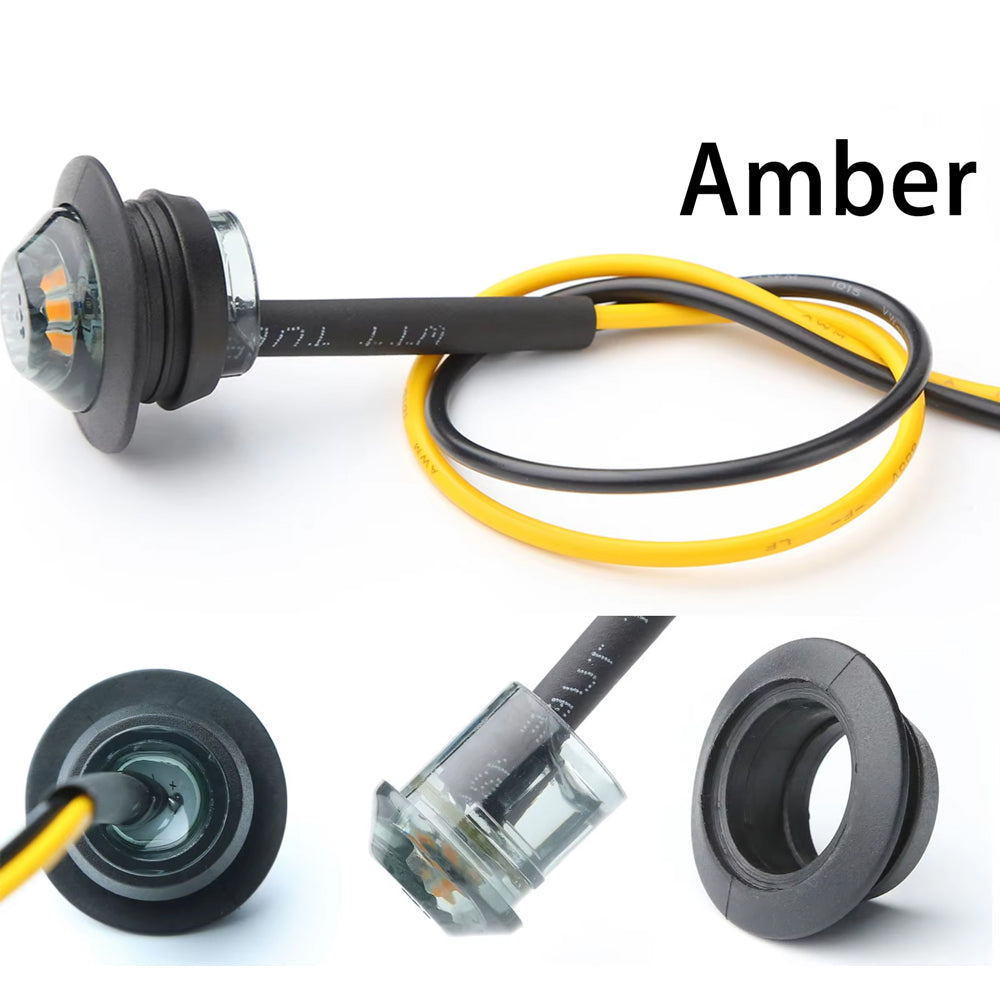 50 x Amber Round LED Side Marker Lamps 1.91CM 3LED 12V LED Side Marker Lamps