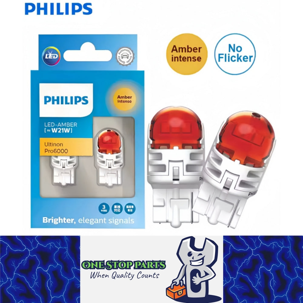 2 x Philips T20 7440 Amber LED Globes 12V Philips 7440 Ambe LED Signal Light