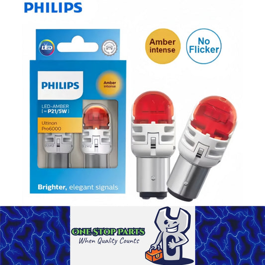 2 x Philips 1157 BAY15D Amber LED Globes 12V P21/5W Signal Light Indicator Lamp