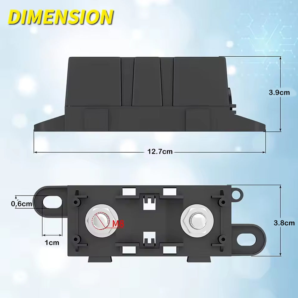ANM Mega Fuse Holder with Bolt On 200 Amp Mega Fuse Supplied ANM Mega Fuse Block