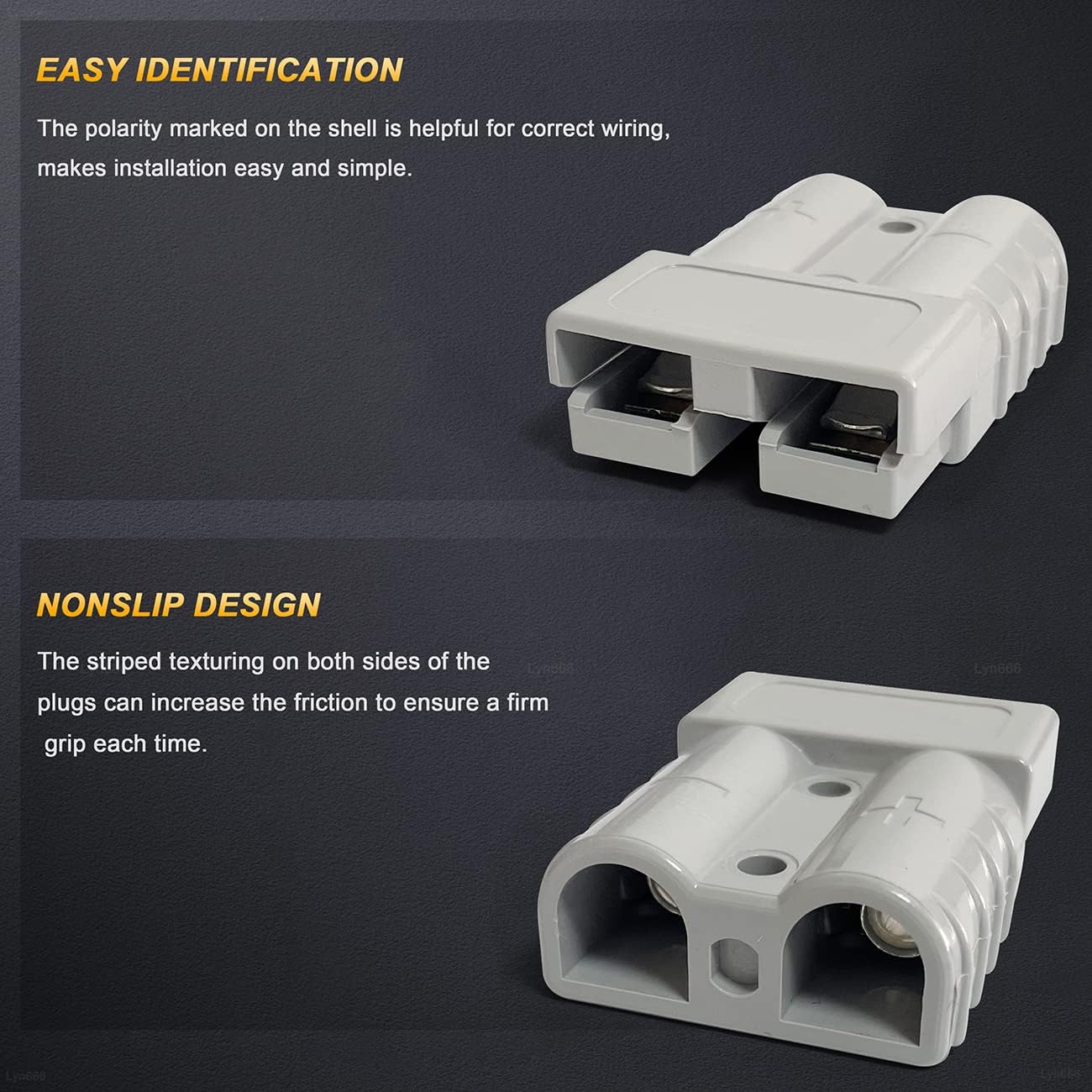 2 x 50A Grey Anderson Style Sockets Plugs 50 Amp for Caravan and Camping (2pcs)