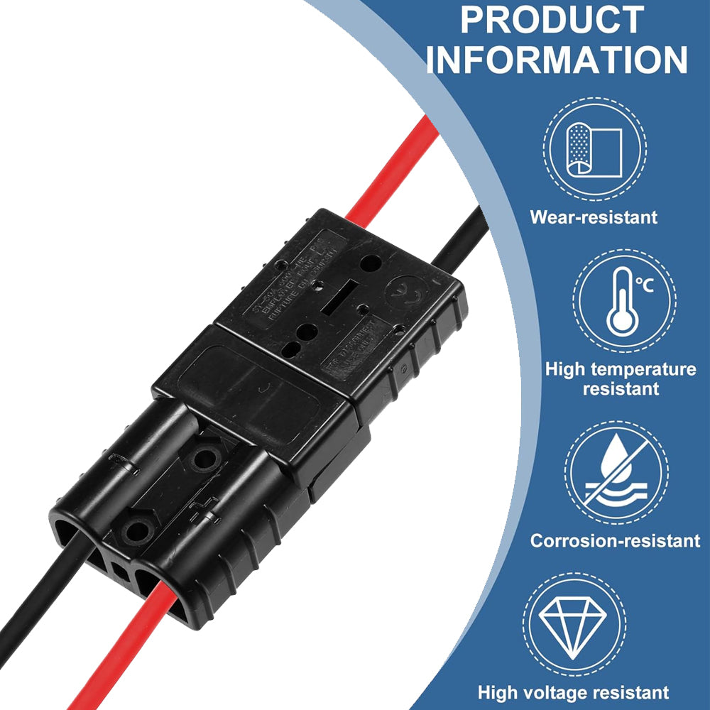 2 x 120A Black Anderson Socket Plug 2 Pin 120Amp Connector RV Truck Winch Marine
