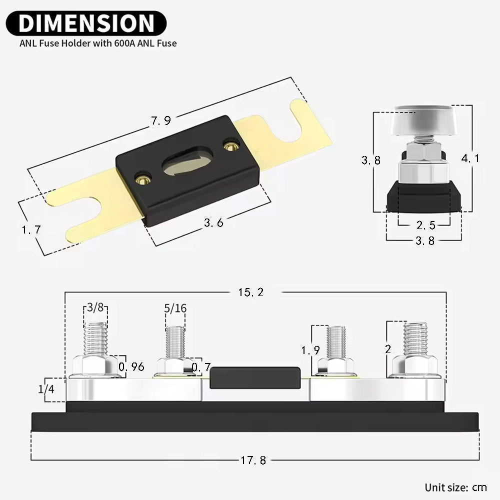 ANL Fuse Holder Max 750A with 2 x M10 Stud Terminals and 1 x 80A ANL Fuse Block