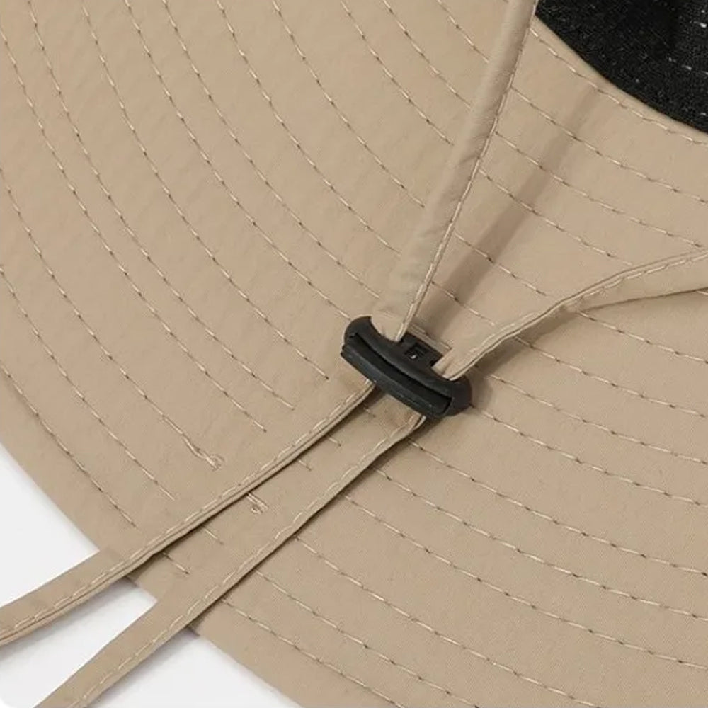 Khaki Men Anti-UV Sun Hat Wide Brim Mesh Panama Camping Hiking Fisherman Hat