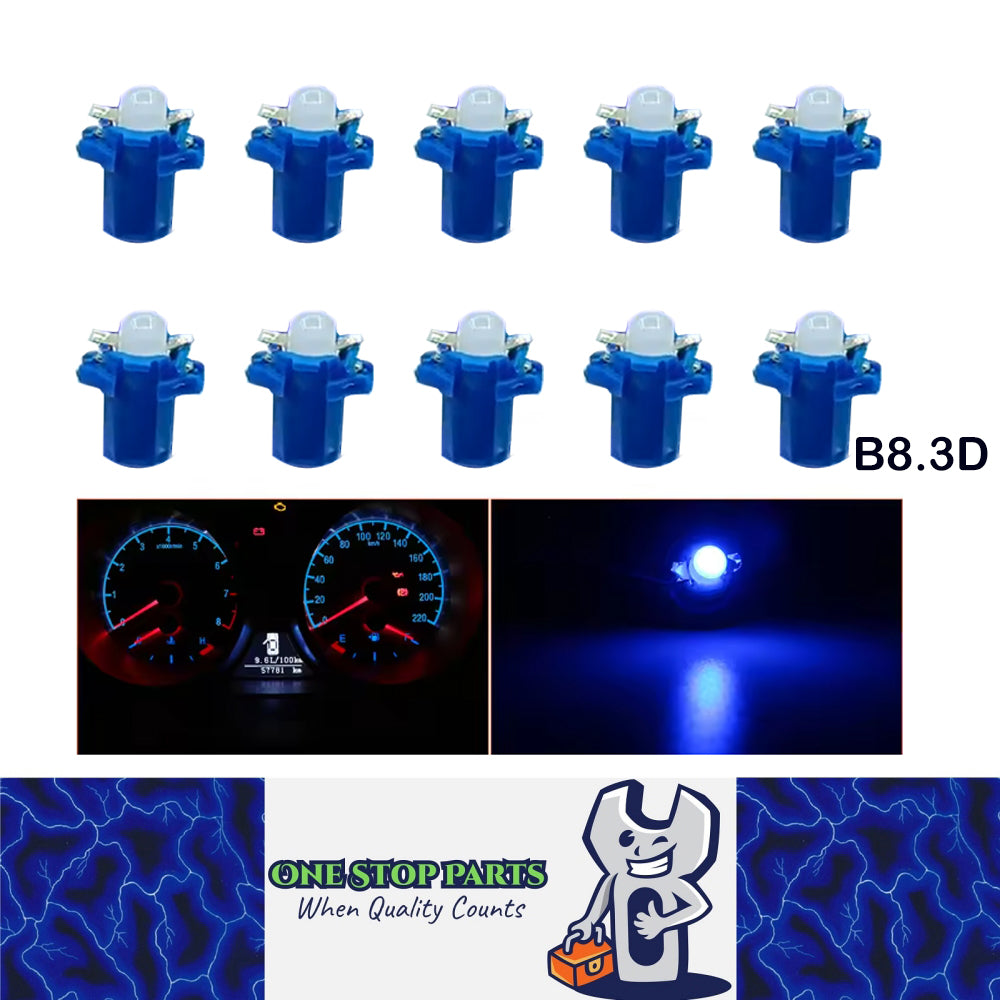 10 x Blue T5 Cap B8.3D COB LED Instrument Light Twist and Lock LED Dash Light