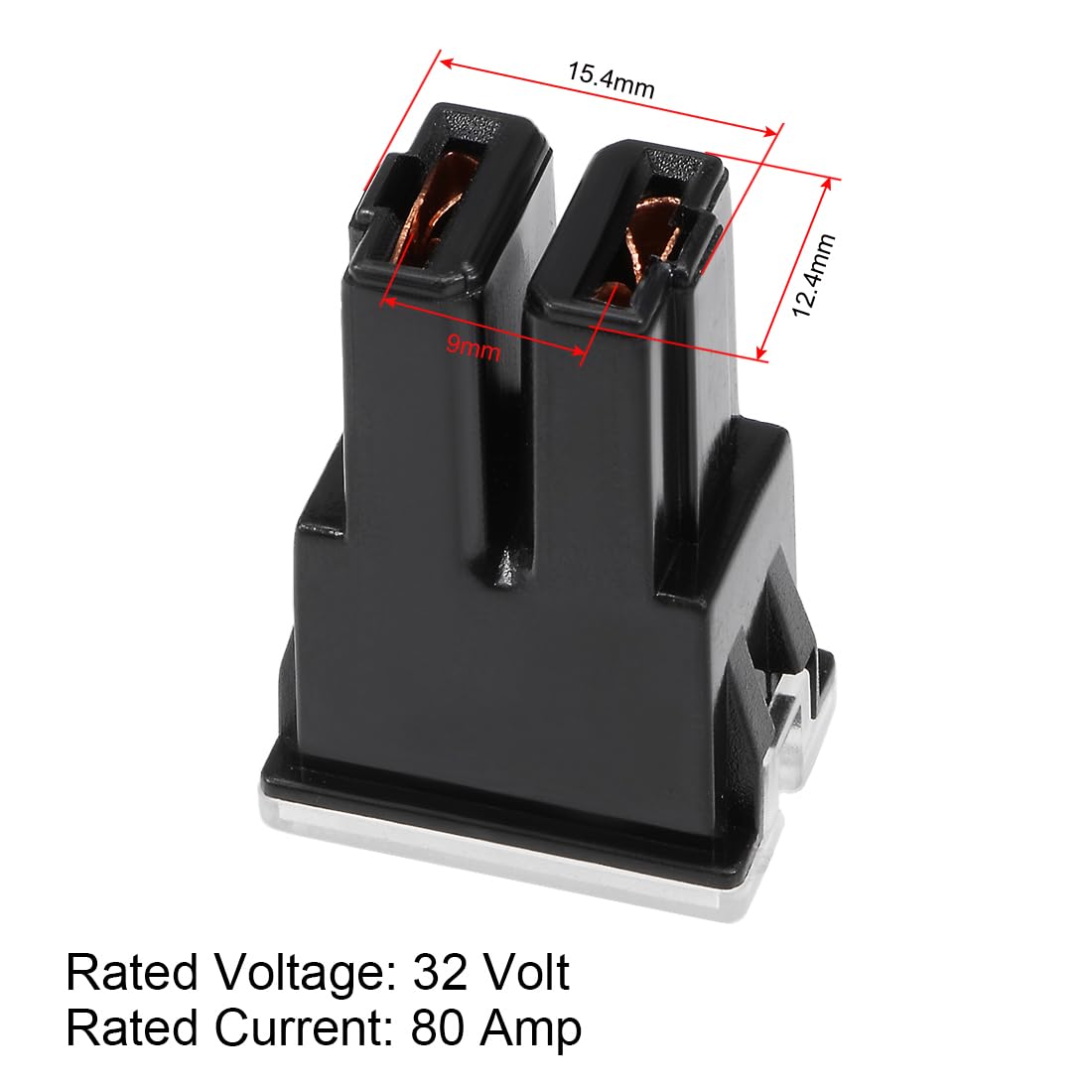 1 x 80Amp Black Medium Female Slow Blow Fuse Block 15mmx22mmx32mm High 80A Fuse