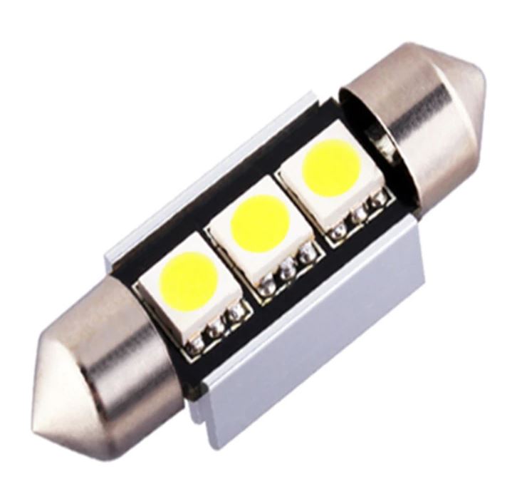 10 x 41mm Festoon 12v Cool White 3x5050smd Festoon LED SMD Canbus (10pcs)