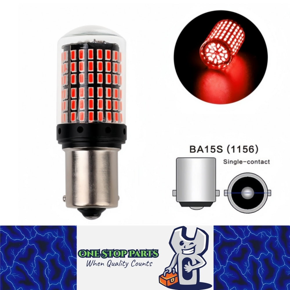 2 x BA15S 1156 12V 2100LM Red LED 144SMD CANBUS 360 degree super Bright (2pcs)