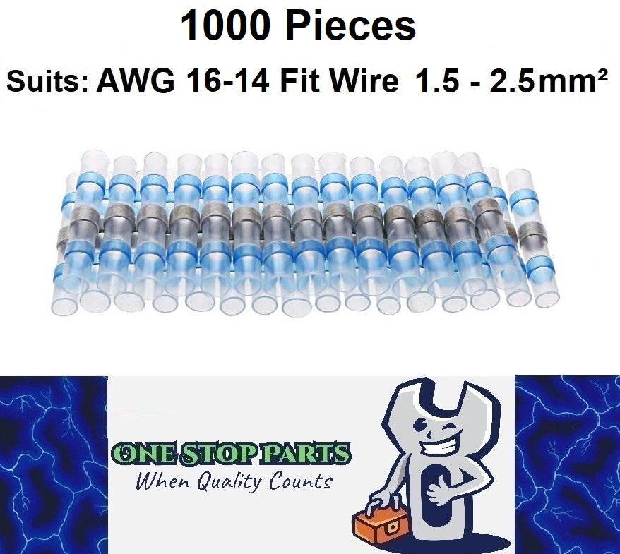 1000 x Blue Waterproof Heat shrink Wire Connectors Solder Insulated Join 1000pcs