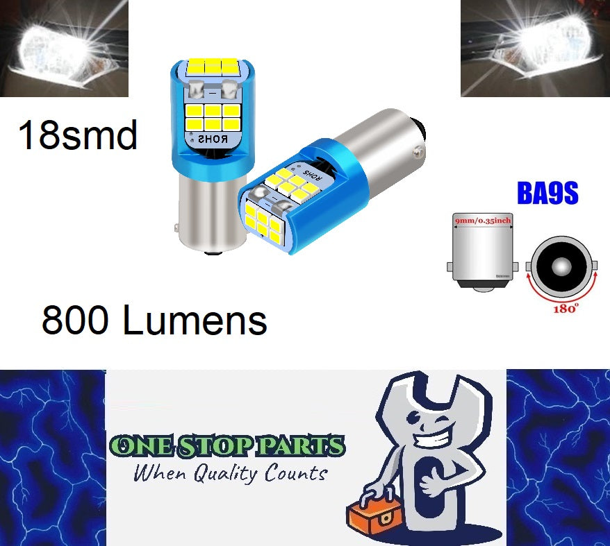 2 x Cool White BA9S 18SMD NON POLARITY SUIT FORD INTERIOR LIGHT (2pcs)