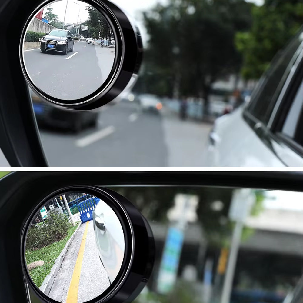 2 x Car 360° Adjustable Blind Spot Mirror Car Auxiliary Rearview Mirror Black