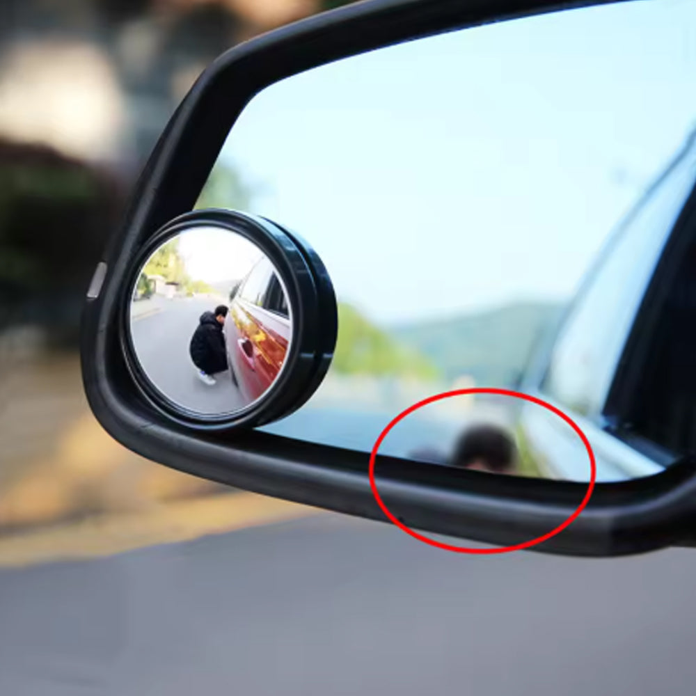 2 x Car 360° Adjustable Blind Spot Mirror Car Auxiliary Rearview Mirror Black