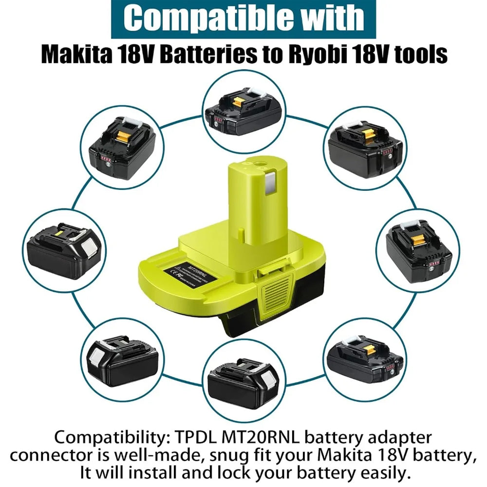 Battery Adapter Converts Makita 18V Battery to Fit for Ryobi 18V Tools