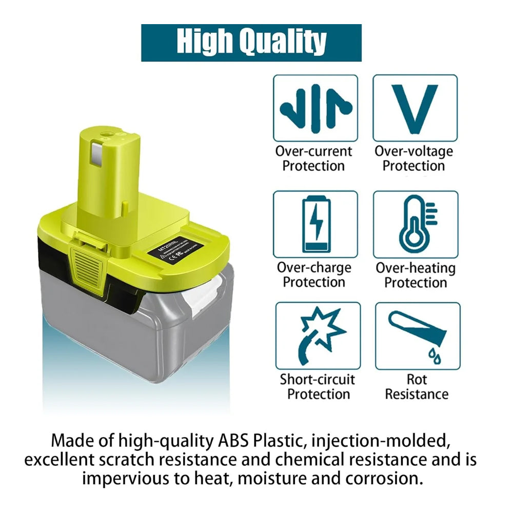 Battery Adapter Converts Makita 18V Battery to Fit for Ryobi 18V Tools