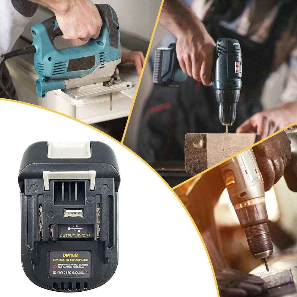 Battery Adapter Converts Dewalt 20V Milwaukee M18 Battery to Fit Makita 18V Tool