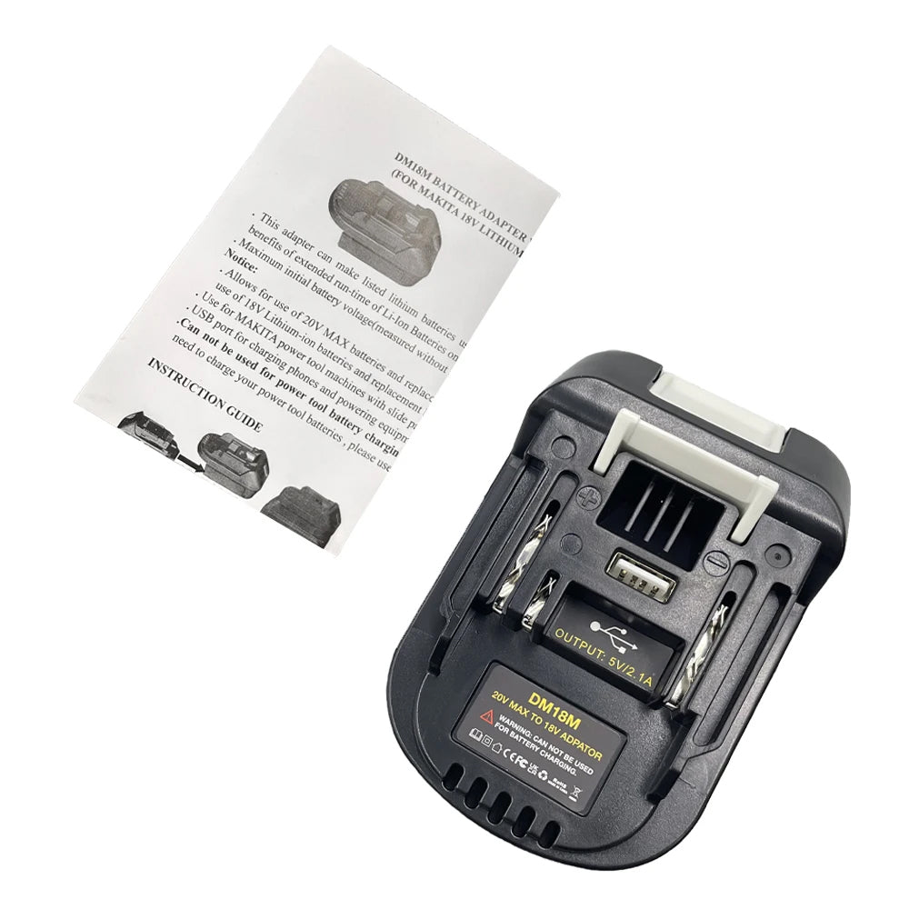 Battery Adapter Converts Dewalt 20V Milwaukee M18 Battery to Fit Makita 18V Tool