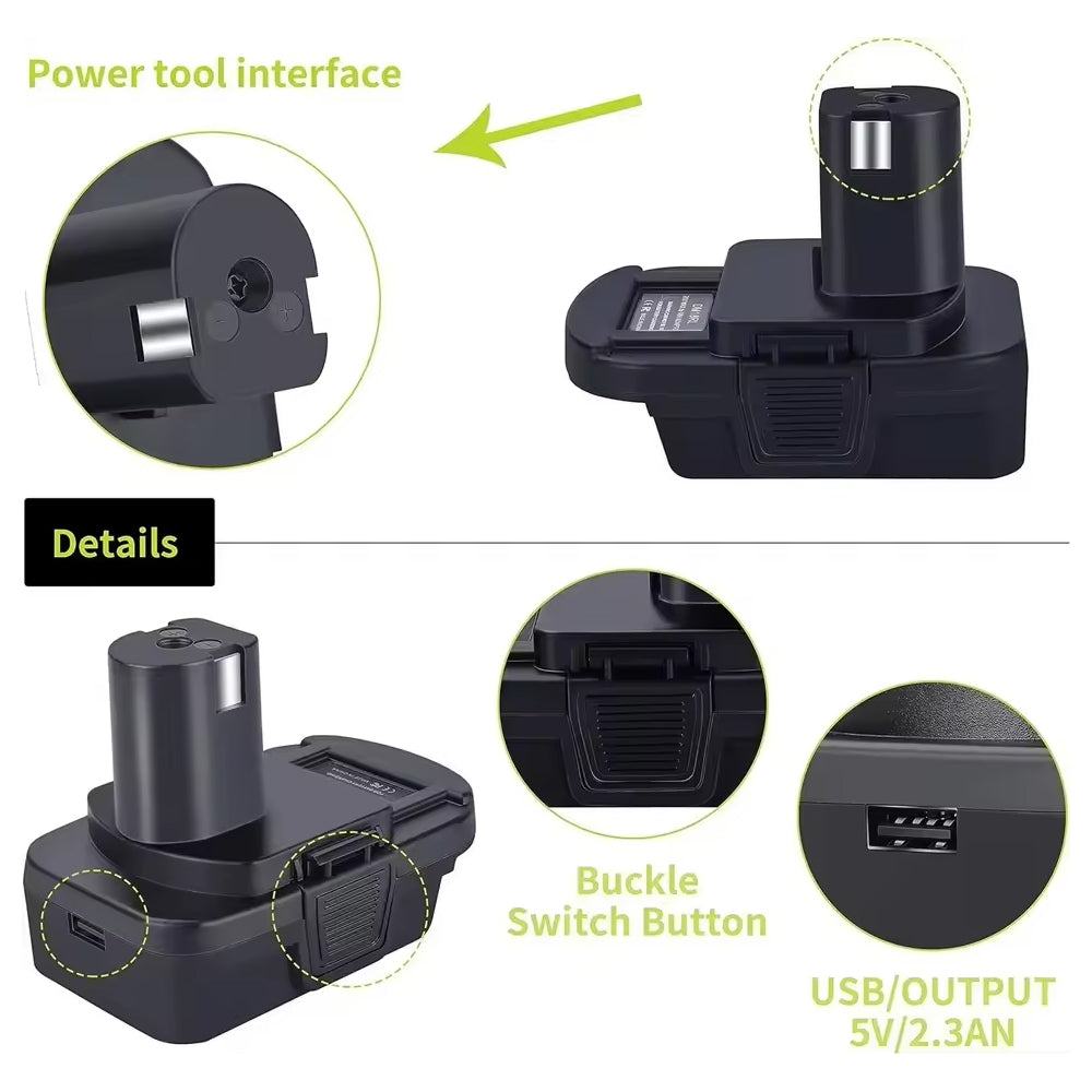 Battery Adapter Converts Dewalt 20V Milwaukee M18 Battery to Fit Ryobi 18V Tools