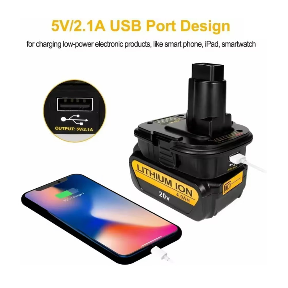 Battery Adapter Converts Dewalt 20V Milwaukee M18 Battery to Fit Ryobi 18V Tools