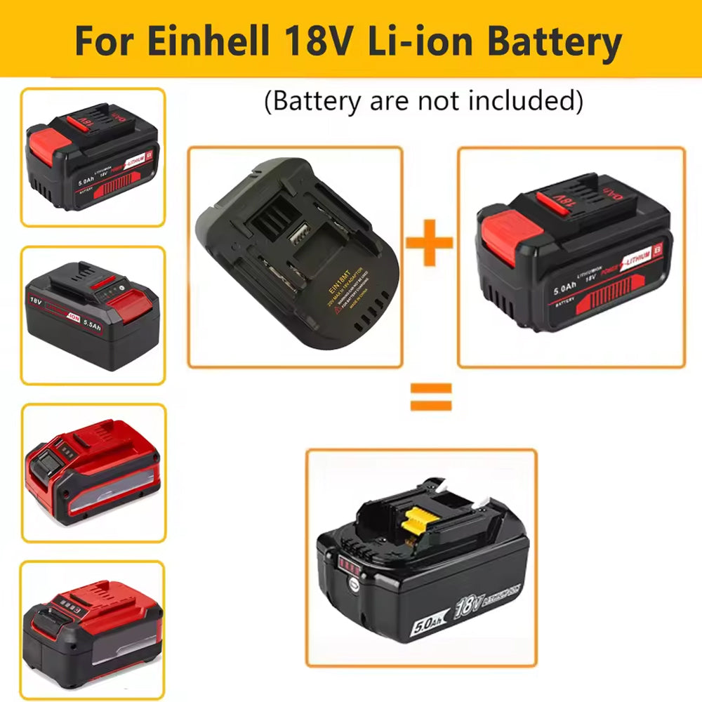 Battery Adapter Converts Einhell 18V Li-ion to Fit for Makita 18V Tools