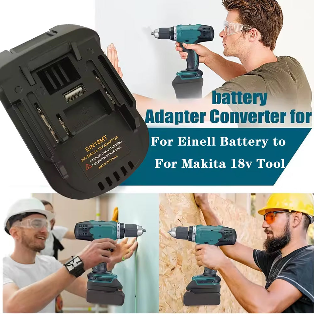 Battery Adapter Converts Einhell 18V Li-ion to Fit for Makita 18V Tools